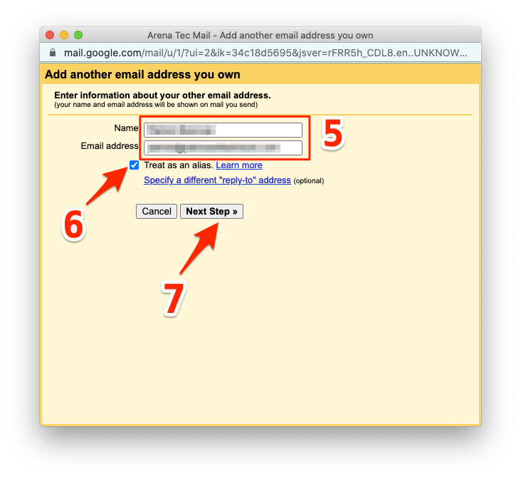 Adding another email address you own (make sure to check "Treat as an alias")