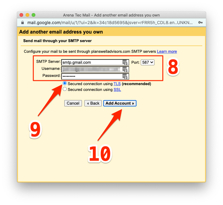 Set up your SMTP server settings